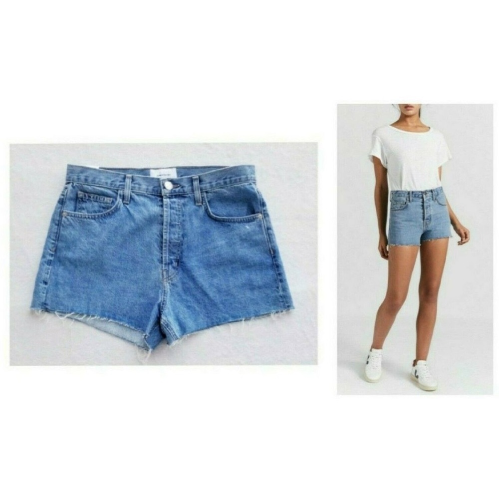 CURRENT ELLIOTT CUTE CUTOFF ULTRA HIGH-WAIST FRINGE DENIM SHORTS NWT